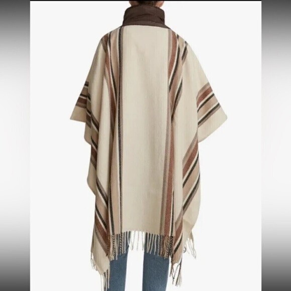 Steve Madden Women’s Striped Puffcho Poncho (O/S, Tan)sweater, top, fall winter - Picture 6 of 10